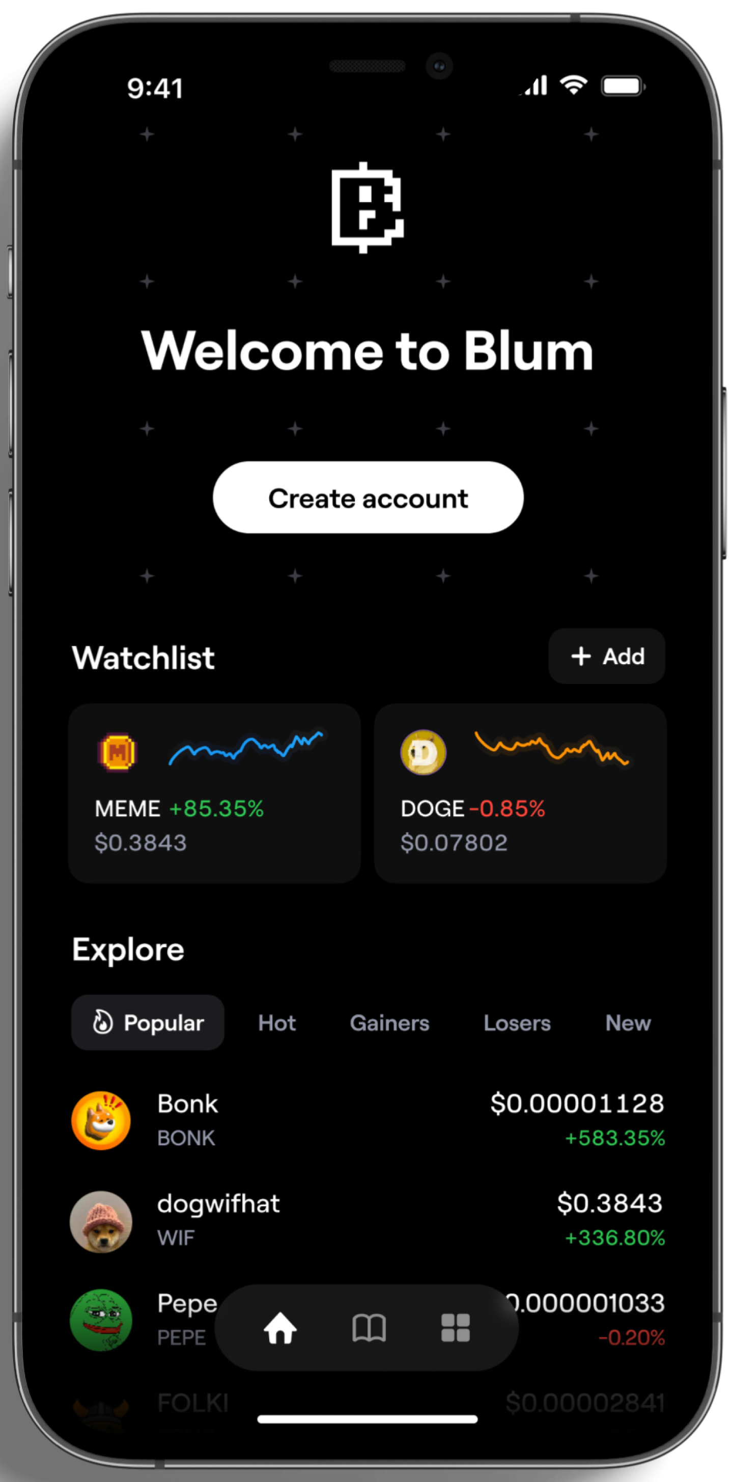 Blum's
              Home Screen